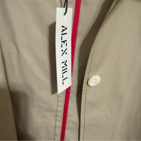 Alex Mill Beige Trench Coat with Red Trim - Picture 3 of 7
